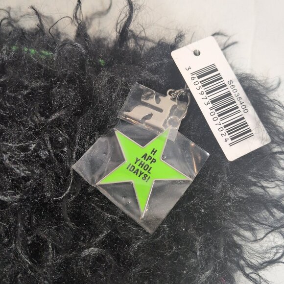 Kiehl's Black Faux Fur Fuzzy Happy Holidays Makeup Bag Cosmetics Pouch Gift NEW - Picture 2 of 9